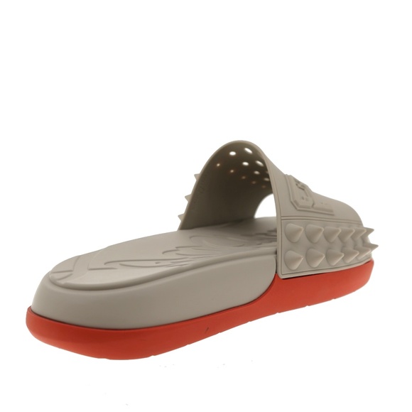 Christian Louboutin Take It Easy Slides Grey Rubber Size 12 US New